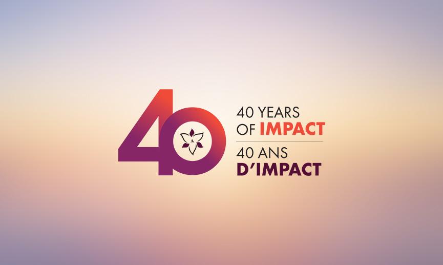 The Ontario Trillium Foundation’s 40 years of impact logo. 